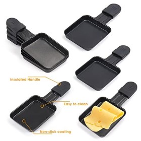 HengBO Coupelle Raclette Poêlons Raclette Grill RevêTement AntiadhéSif Fonte 18x8.5x1.5cm 8 Plats Noir Pour Appareil À Raclet