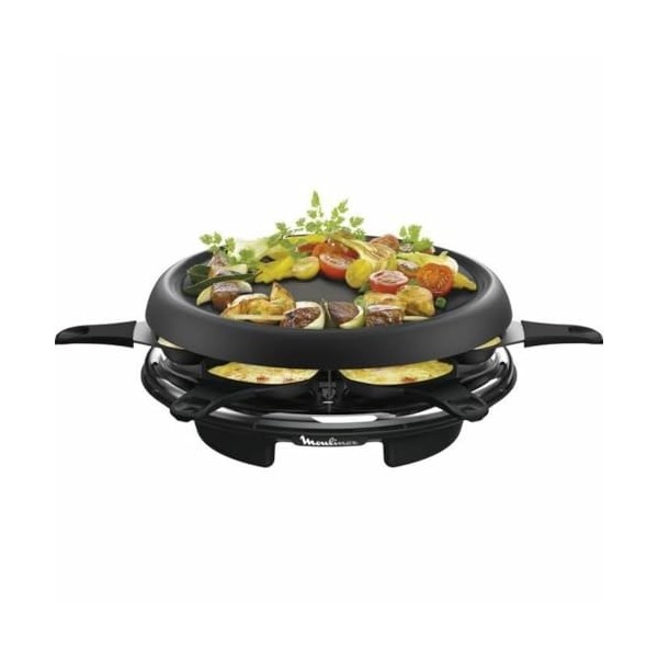 Moulinex Accessimo Raclette Plancha Crêpier 6 Coupelles RE151812, Métal, Noir