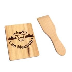 LITTLE BALANCE 8503 Set Raclette Wood 4, Lot 8 accessoires appareil raclette, 4 spatules + 4 planchettes bois, Set raclette 4