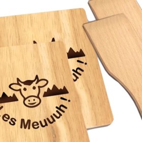 LITTLE BALANCE 8503 Set Raclette Wood 4, Lot 8 accessoires appareil raclette, 4 spatules + 4 planchettes bois, Set raclette 4