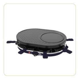 LITTLE BALANCE 8749 Multi Cheese, Raclette Grill Crêpes, 3 en 1, Jusquà 8 personnes, Sans PFAS, 1200 W, Bleu nuit