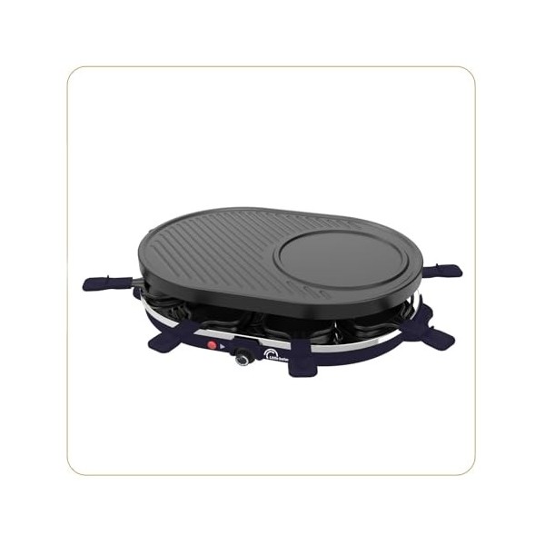 LITTLE BALANCE 8749 Multi Cheese, Raclette Grill Crêpes, 3 en 1, Jusquà 8 personnes, Sans PFAS, 1200 W, Bleu nuit
