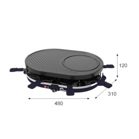 LITTLE BALANCE 8749 Multi Cheese, Raclette Grill Crêpes, 3 en 1, Jusquà 8 personnes, Sans PFAS, 1200 W, Bleu nuit