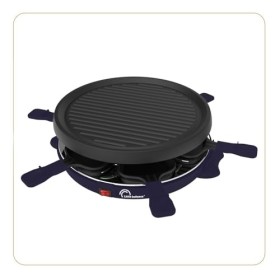 LITTLE BALANCE 8747 Cheese & Fun, Raclette Grill, 2 en 1, Jusquà 6 personnes, Sans PFAS, 800 W, Bleu nuit