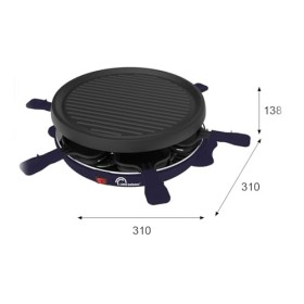LITTLE BALANCE 8747 Cheese & Fun, Raclette Grill, 2 en 1, Jusquà 6 personnes, Sans PFAS, 800 W, Bleu nuit