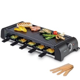 Korona 45060 Barbecue électrique de table/Raclette pour 10 personnes | Raclette XXL avec 10 poêlons & spatules | Avec plaque 