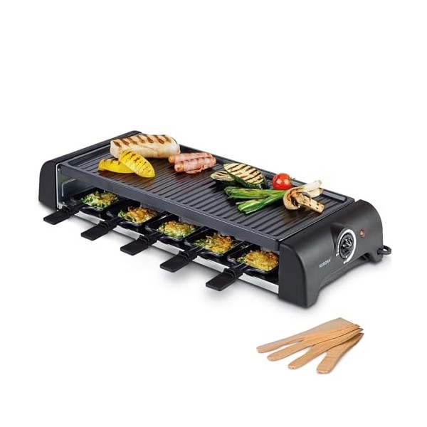 Korona 45060 Barbecue électrique de table/Raclette pour 10 personnes | Raclette XXL avec 10 poêlons & spatules | Avec plaque 