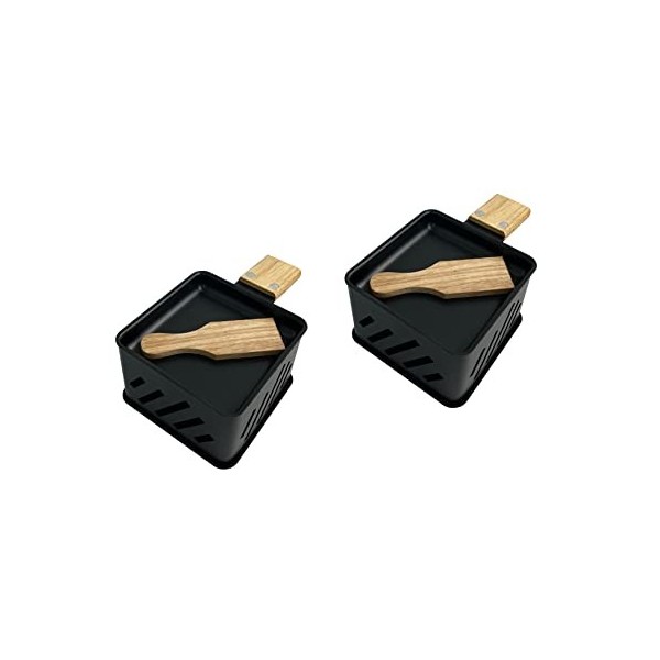 WEB2O Raclette à la bougie - Lot de 2 Poelons individuels + 2 Spatules Bois