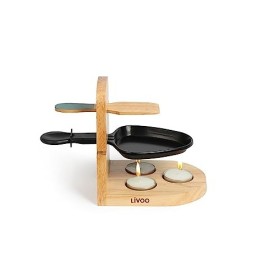 Livoo - Raclette à la bougie MEN397 - chauffe rapide, antiadhésif, 10x10x1,5cm, 3 bougies incluses