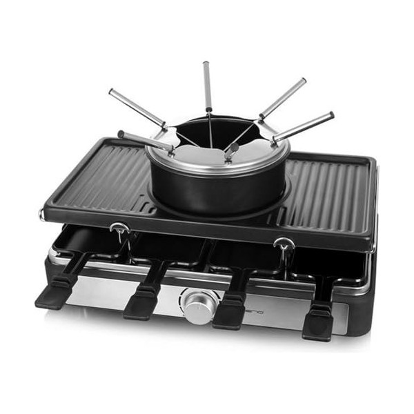 Emerio Plaisir de fête pour jusquà 8 personnes avec cette combinaison 3 en 1 de raclette et de fondue à fromage pour un plai