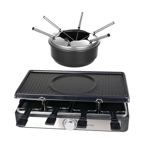 Emerio Plaisir de fête pour jusquà 8 personnes avec cette combinaison 3 en 1 de raclette et de fondue à fromage pour un plai