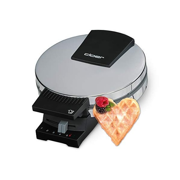 Cloer 189 Gaufrier pour gaufres en forme de cœur, Double revêtement antiadhésif, taille de la gaufre 16 cm, Plaques très lour