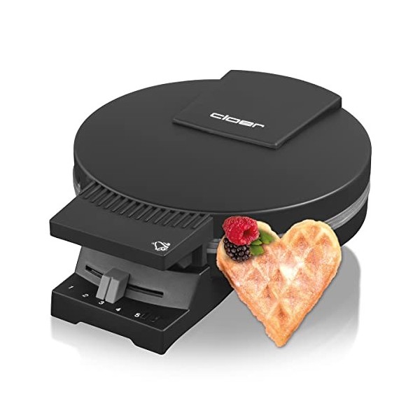 Cloer 189 Gaufrier pour gaufres en forme de cœur, Double revêtement antiadhésif, taille de la gaufre 16 cm, Plaques très lour