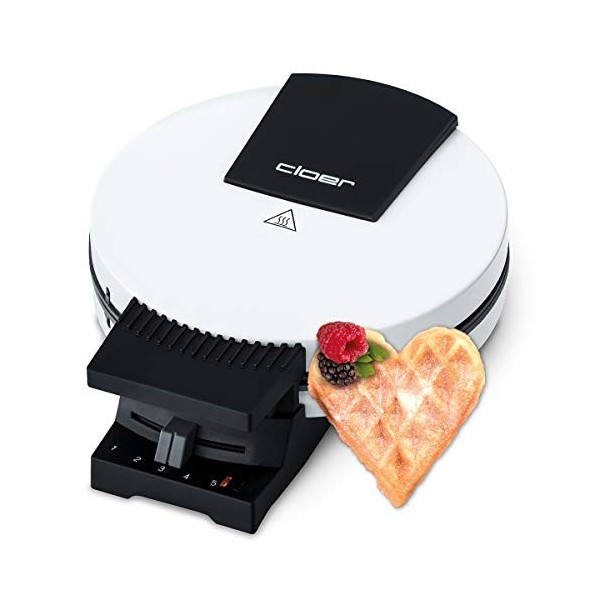 Cloer 189 Gaufrier pour gaufres en forme de cœur, Double revêtement antiadhésif, taille de la gaufre 16 cm, Plaques très lour