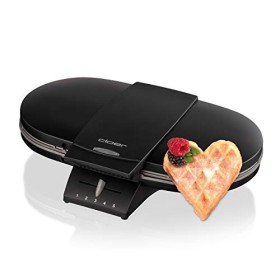Cloer 1329 Doucle Gaufrier pour deux gaufres,1700 W, taille des gaufres 15,5 cm chacune, lumière de cuisson, boîtier en acier