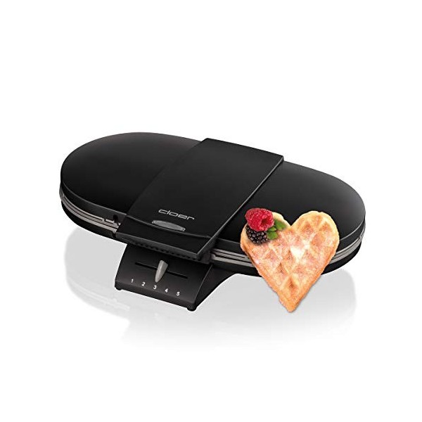 Cloer 1329 Doucle Gaufrier pour deux gaufres,1700 W, taille des gaufres 15,5 cm chacune, lumière de cuisson, boîtier en acier