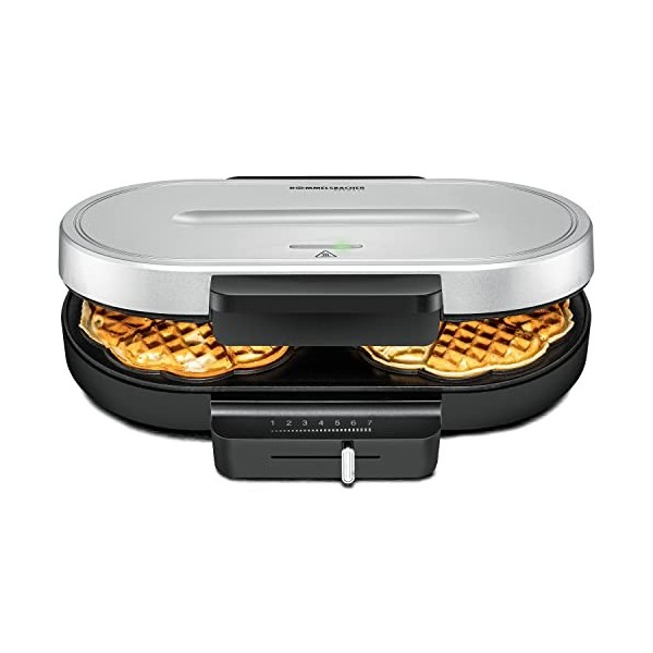 ROMMELSBACHER Machine à gaufres WA 1250, pour 2 gaufres en forme de cœur, 16 cm chacune, diamètre : revêtement anti-adhésif, 
