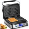 Gaufrier Gaufre Belge, Gaufrier Double Intelligent Pro Avec Affichage Led, 2 Tranches, 5 Programmes DifféRents, 7 Niveaux De 