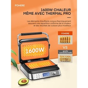 Gaufrier Gaufre Belge, Gaufrier Double Intelligent Pro Avec Affichage Led, 2 Tranches, 5 Programmes DifféRents, 7 Niveaux De 