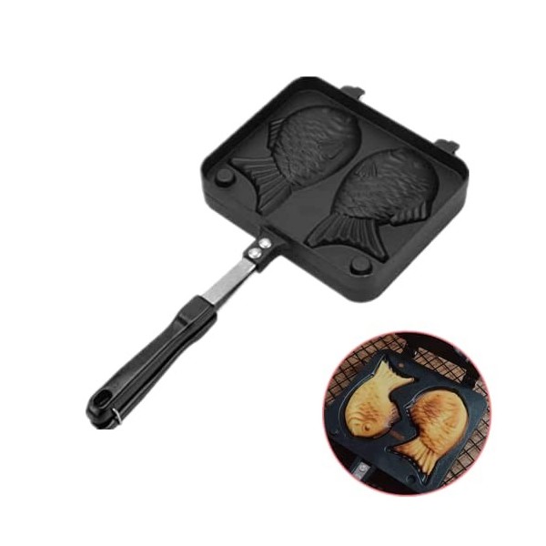 Poissons en forme de poisson Taiyaki Moule ¡§¡è gaufres antiadh¡§|sif pour moules en alliage daluminium Moule ¡§¡è double cu