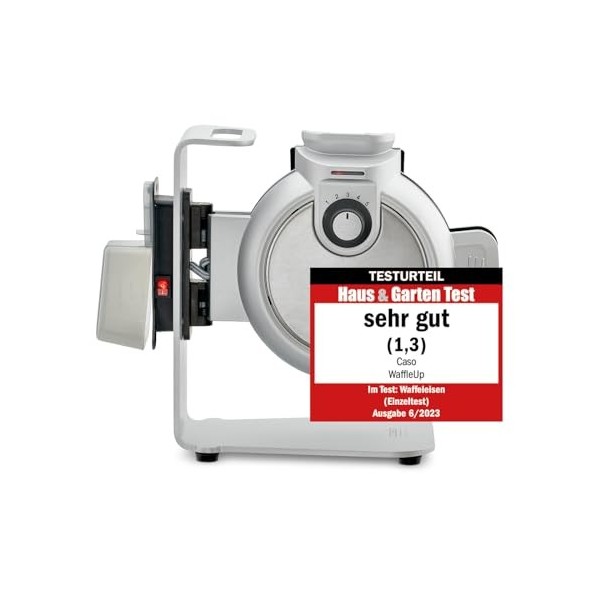 CASO WaffleUp - gaufrier vertical pour des gaufres belges parfaites, 5 niveaux de brunissage au choix, double revêtement anti