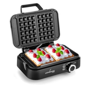 Lehmann LHOWM-1226 Machine à gaufres pour deux gaufres classiques, gaufrier Gaufre belge 1200 watts pour température réglable