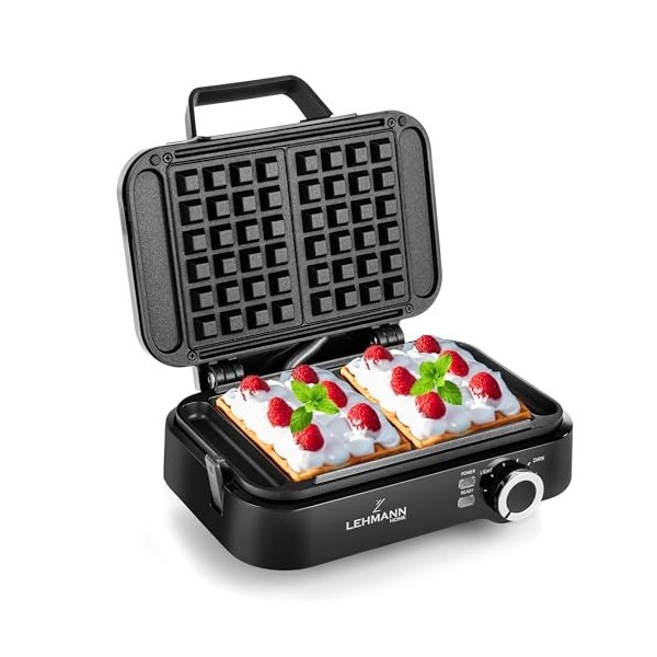 Lehmann LHOWM-1226 Machine à gaufres pour deux gaufres classiques, gaufrier Gaufre belge 1200 watts pour température réglable
