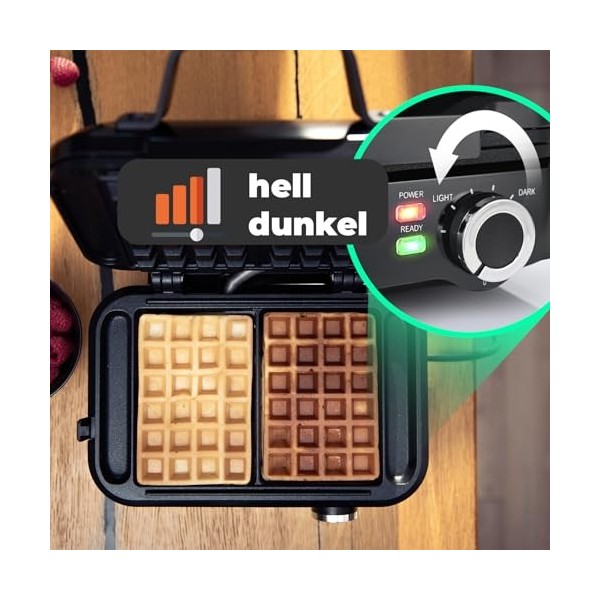 Lehmann LHOWM-1226 Machine à gaufres pour deux gaufres classiques, gaufrier Gaufre belge 1200 watts pour température réglable