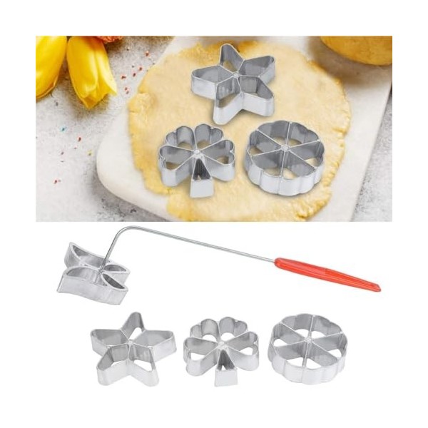 4 pièces Moule à pâte traditionnel, moule à gaufres en forme de rosette Moule à gaufres plongeant Moule à gaufres Hworost Gau