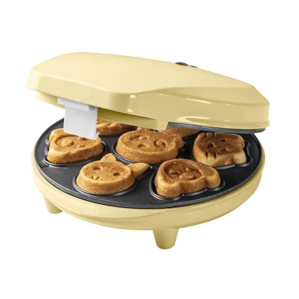 Bestron Appareil à mini cookies avec motifs danimaux, Moule à mini gaufres, avec témoin de cuisson & revêtement anti-adhésif