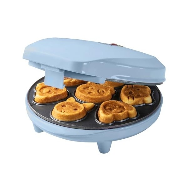 Bestron Appareil à mini cookies avec motifs danimaux, Moule à mini gaufres, avec témoin de cuisson & revêtement anti-adhésif