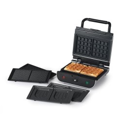 SENYA Appareil à gaufres et croque-monsieur, Gaufrier 3 en 1, Gaufres, Gaufrettes & Croques, 3 Plaques Interchangeables Antia