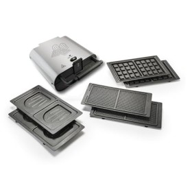 SENYA Appareil à gaufres et croque-monsieur, Gaufrier 3 en 1, Gaufres, Gaufrettes & Croques, 3 Plaques Interchangeables Antia