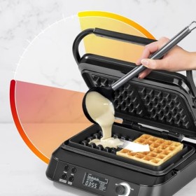 N8WERK Premium Gaufrier Midnight Edition | 1600 W | 5 programmes | 7 niveaux de brunissage | écran LCD | compte à rebours | p