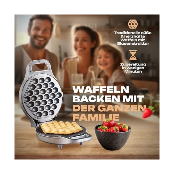 Clatronic® Gaufrier pour gaufres à bulles tendance | Gaufrier à bulles avec fonction rotative à 180° pour des résultats de cu