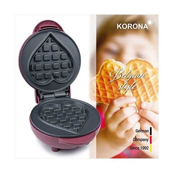 Korona 41006 Mini gaufrier en forme de cœur - Environ 9,5 cm - Pour les fêtes ou les anniversaires denfants - Convient pour 