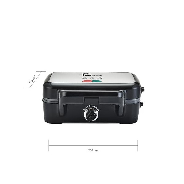 LITTLE BALANCE 8368 Speedn Mixt 1200, Gaufrier 2 en 1, Gaufres, Croques, Grill, Plaques amovibles, 1200 W, Noir Inox