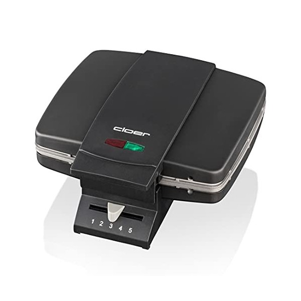 Cloer 1459 Gaufrier pour gaufres de Bruxelles, 1000 W, lumière de cuisson, degré de brunissement infiniment variable, noir