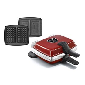 LAGRANGE Gaufrier Super 2 Antiadhésif rouge plaques gaufres + croque monsieur 