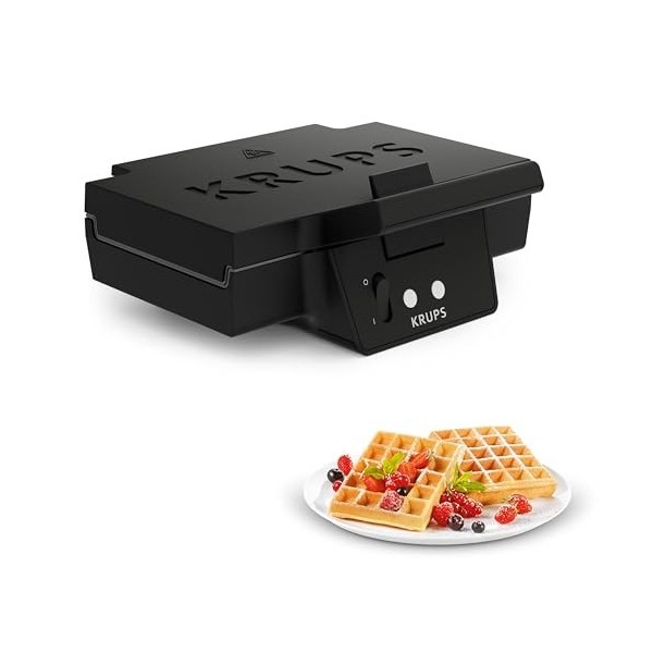 Krups FDK252 Gaufrier | 2 gaufres épaisses | Revêtement antiadhésif | Plaques profondes | Fonction de rangement vertical | Ra