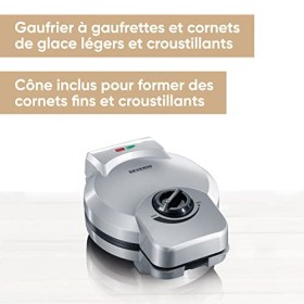 SEVERIN Gaufrier à cornets de glace 850 W, Appareil à gaufres au revêtement antiadhésif, Machine à gaufres pour des cornets l