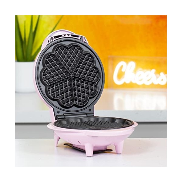 Global Gizmos Mini Gaufrier 1000W / Design Thermostatique Unique/Plaques Antiadhésives/Facile à Nettoyer / 25cm x 22cm rouge