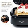 ADLER EUROPE Mini Gaufrier 2000W – Gaufrier Compact avec Revêtement Antiadhésif – Température Réglable – Gauffre Prépare 2 Gr