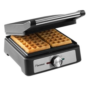 Bestron Gaufrier pour gaufres belges, Gaufrier de Bruxelles pour deux gaufres épaisses, avec revêtement antiadhésif & poignée