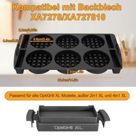 Insert à gaufres compatible avec Tefal OptiGrill XL, 4 en 1 XL, 2 en 1 XL, Elite XL, Plus + XL, Elite Plus XL, moule à gaufre