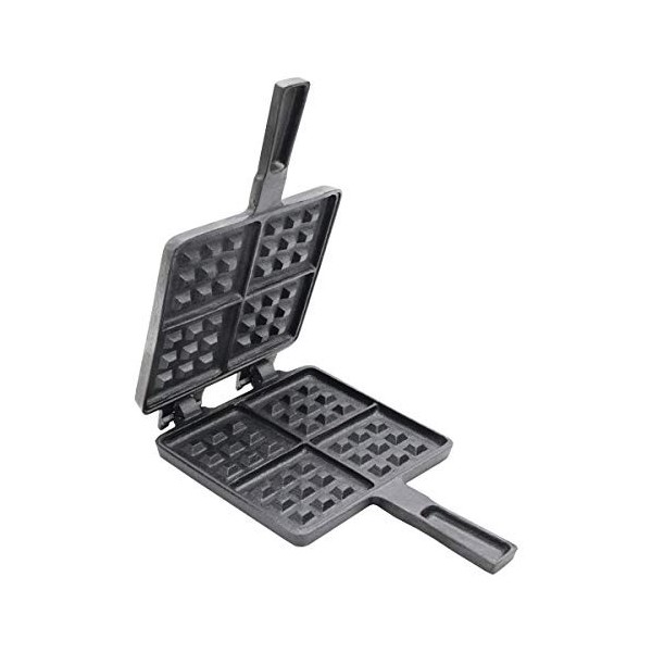 SANTOS Gaufrier en fonte rectangulaire avec poignée – 17,5 cm x 18,5 cm – Gaufrier altmodisch en fonte pour barbecue, four à 