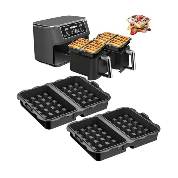 2 Stück Waffeleinsatz,Silikon Waffelplatten Zubehör Kompatibel mit Ninja AF300EU, AF400EU, AF451EU, SL400EU und AF500DE Heißl