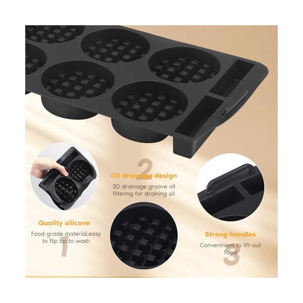 Plaques à gaufres compatibles avec Tefal Optigrill XL, insert à gaufres, plaque de cuisson en silicone, accessoires de gril d