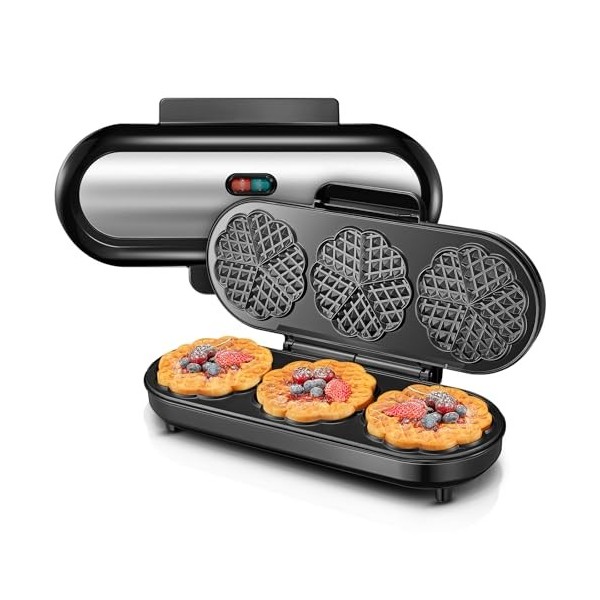 Machine À Gauffre Coeur, 15 Gaufres Classiques En Forme De Cœur, Gaufrier Électrique pour 3 gaufres en forme de cœur, Revêtem