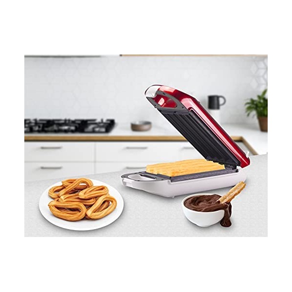 BEPER BT.600Y. Plaque antiadhésive pour churros, Puissance 800 W, Poignée isolante, Voyant de fonctionnement et pieds antidér